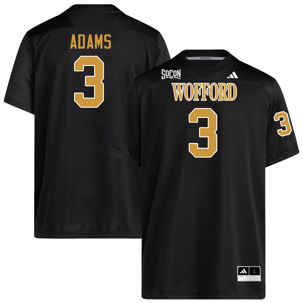 Wofford Terriers #3 C.J. Adams College Football Jerseys,Uniforms Stitched-Black